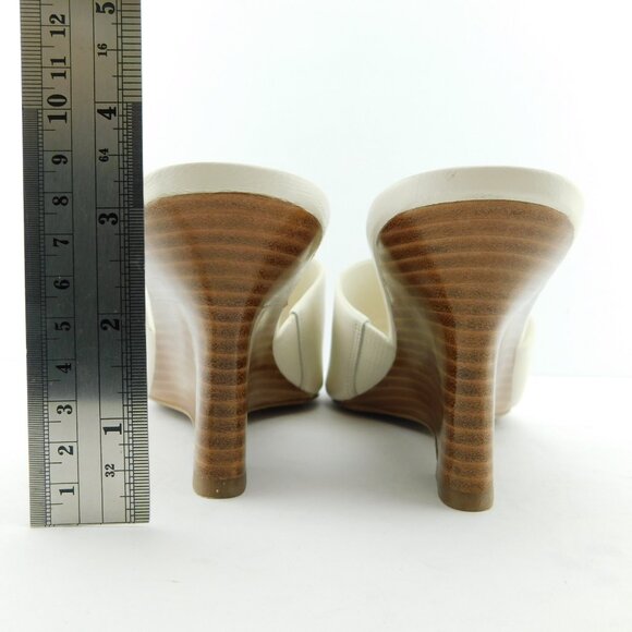 VINCE Ivory Leather Wedge Slide Heel Sandals 8.5US / 39EU - Picture 6 of 8